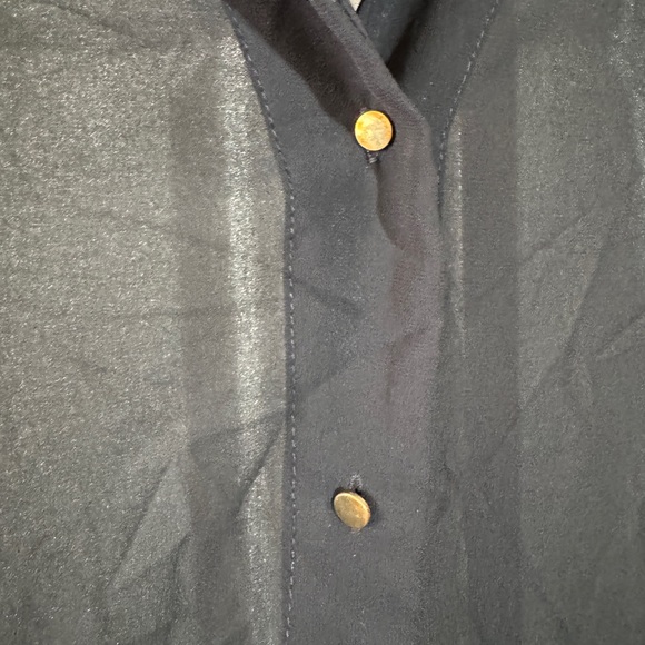 Sheer black long sleeve shirt rose gold buttons and embellished cuffs. Sz S - Picture 6 of 6